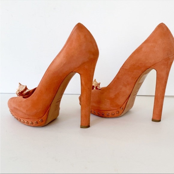 Alexander McQueen orange suede platform pumps - Picture 13 of 14